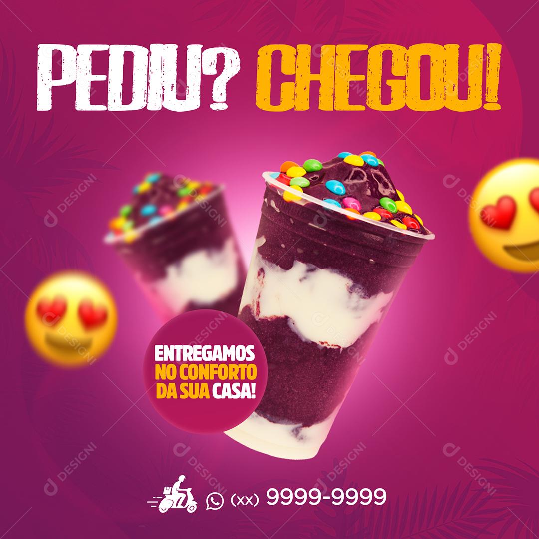 Social Media Pediu Chegou Açaíteria PSD Editável