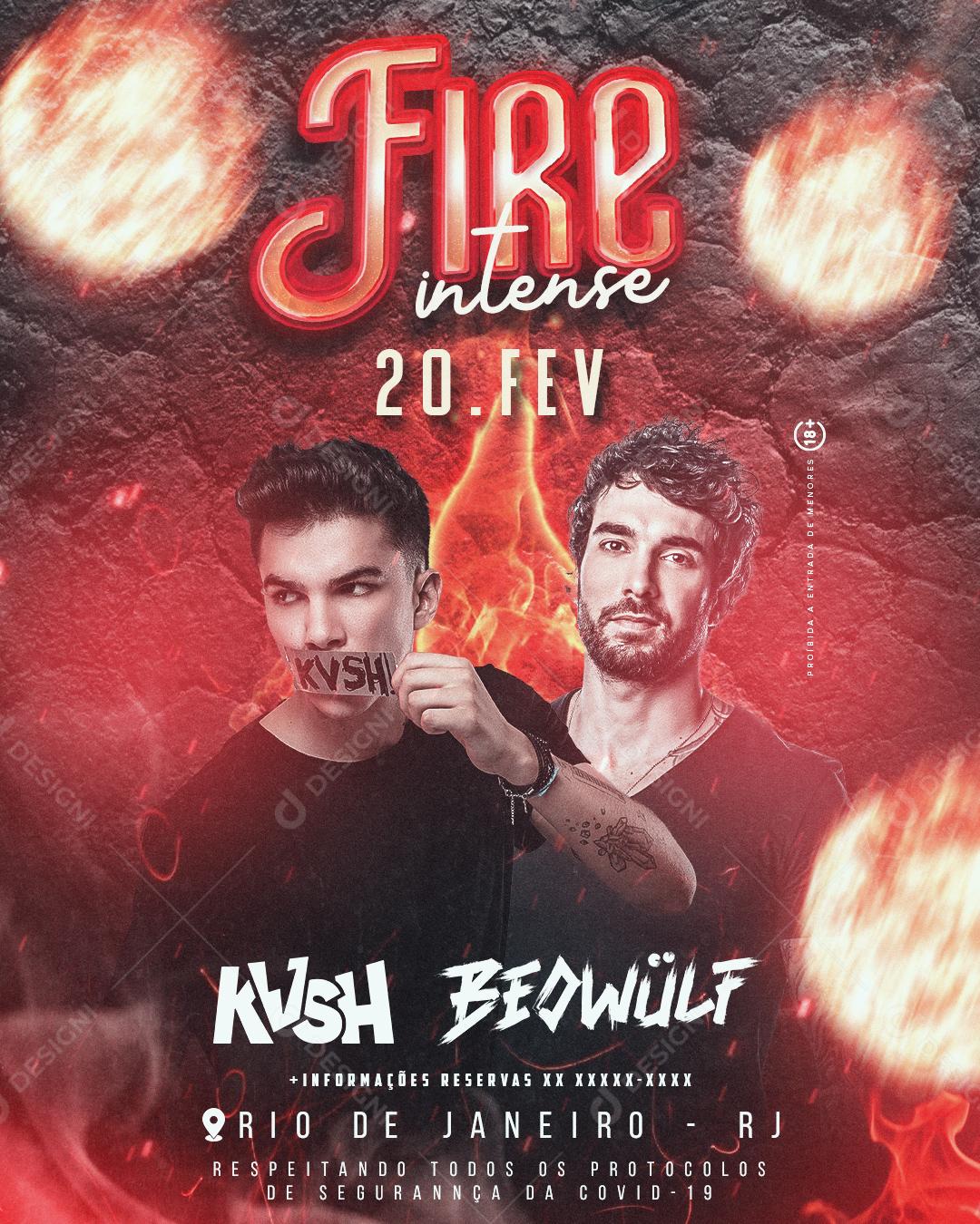 Flyers Fire Intense Agendas Social Media PSD Editável
