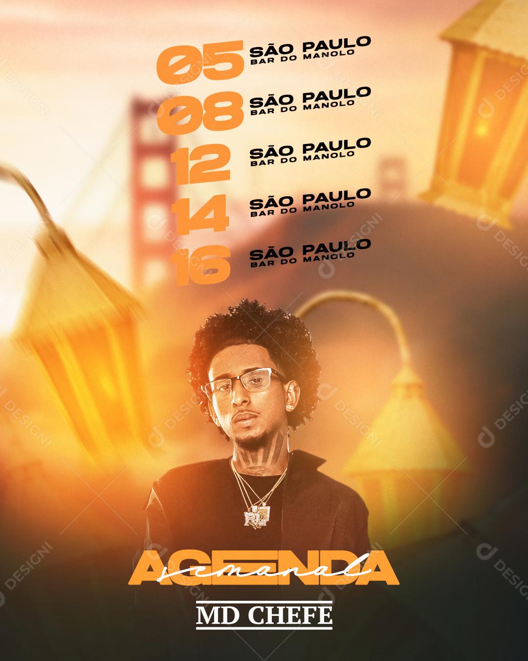 Social Media Agenda Semanal MD Chefe Flyers PSD Editável