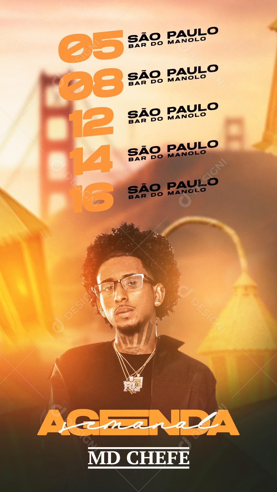 Flyers Agenda Semanal MD Chefe Social Media PSD Editável