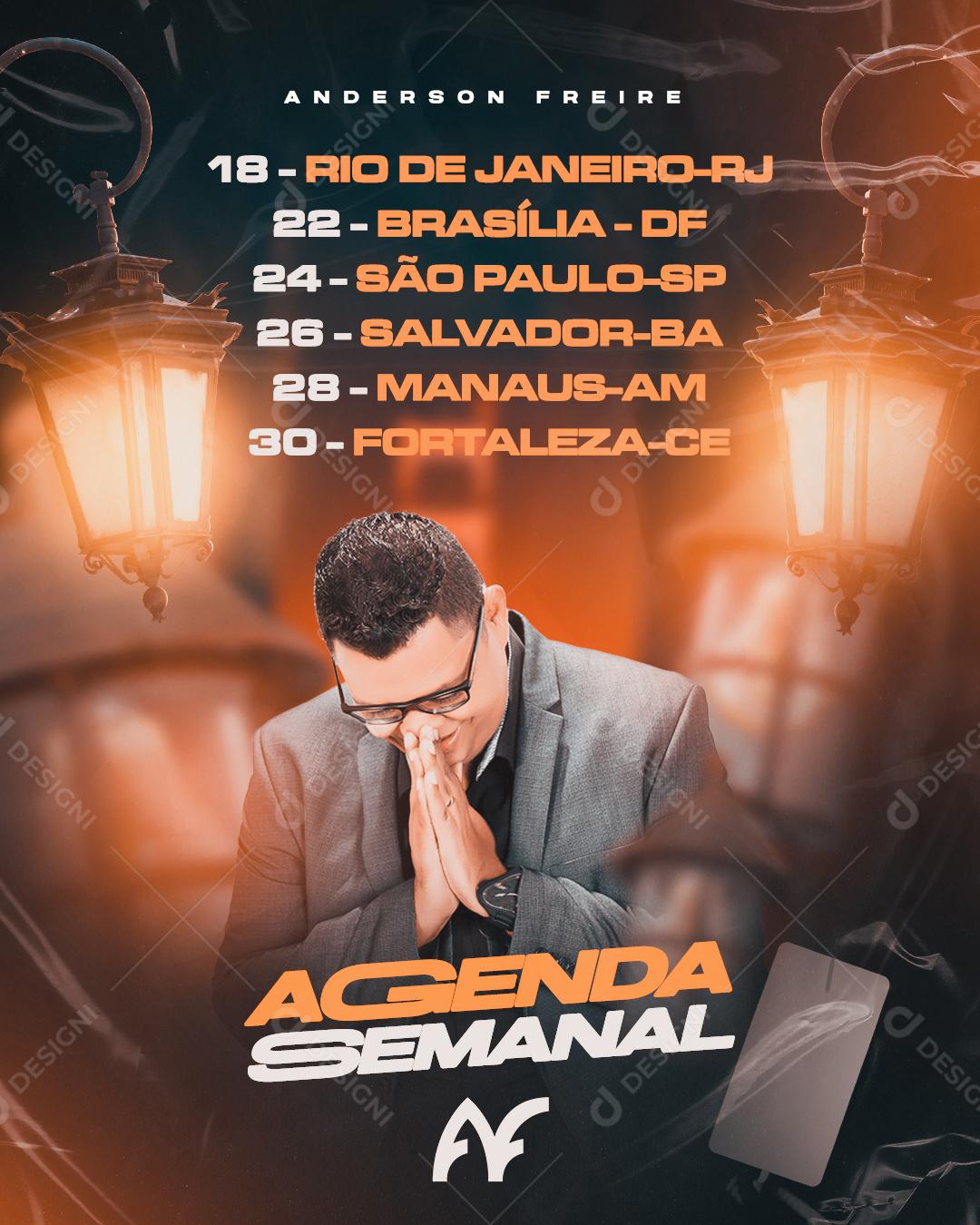 Social Media Igreja Agenda Semanal  Anderson Freire PSD Editável