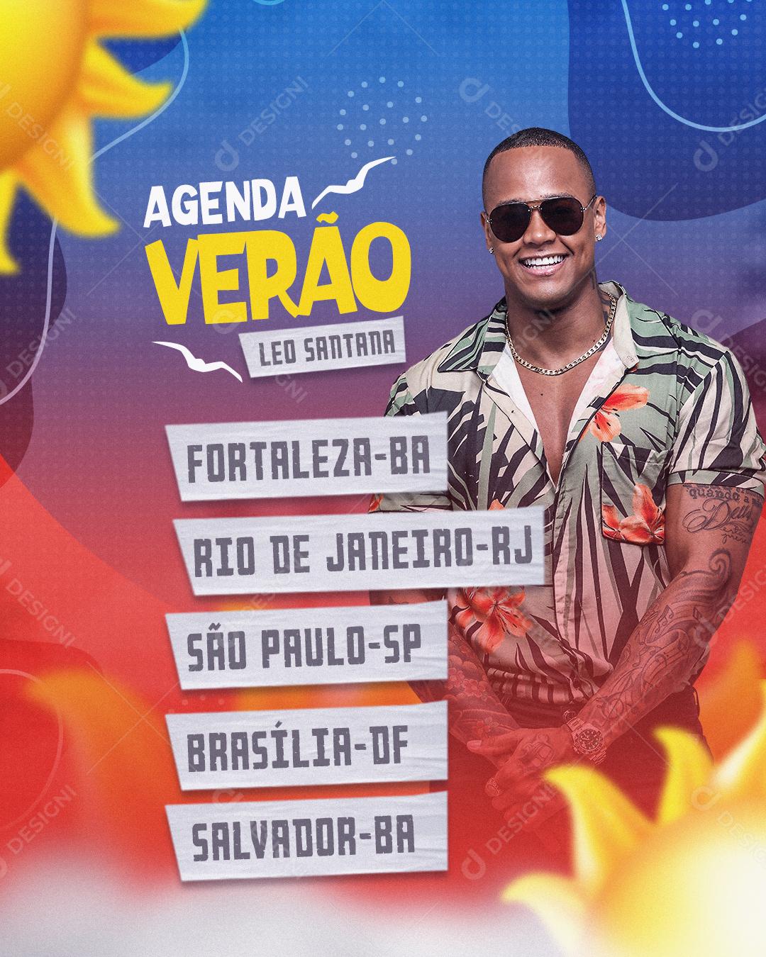 Flyers Agenda Verão Léo Santana Social Media PSD Editável