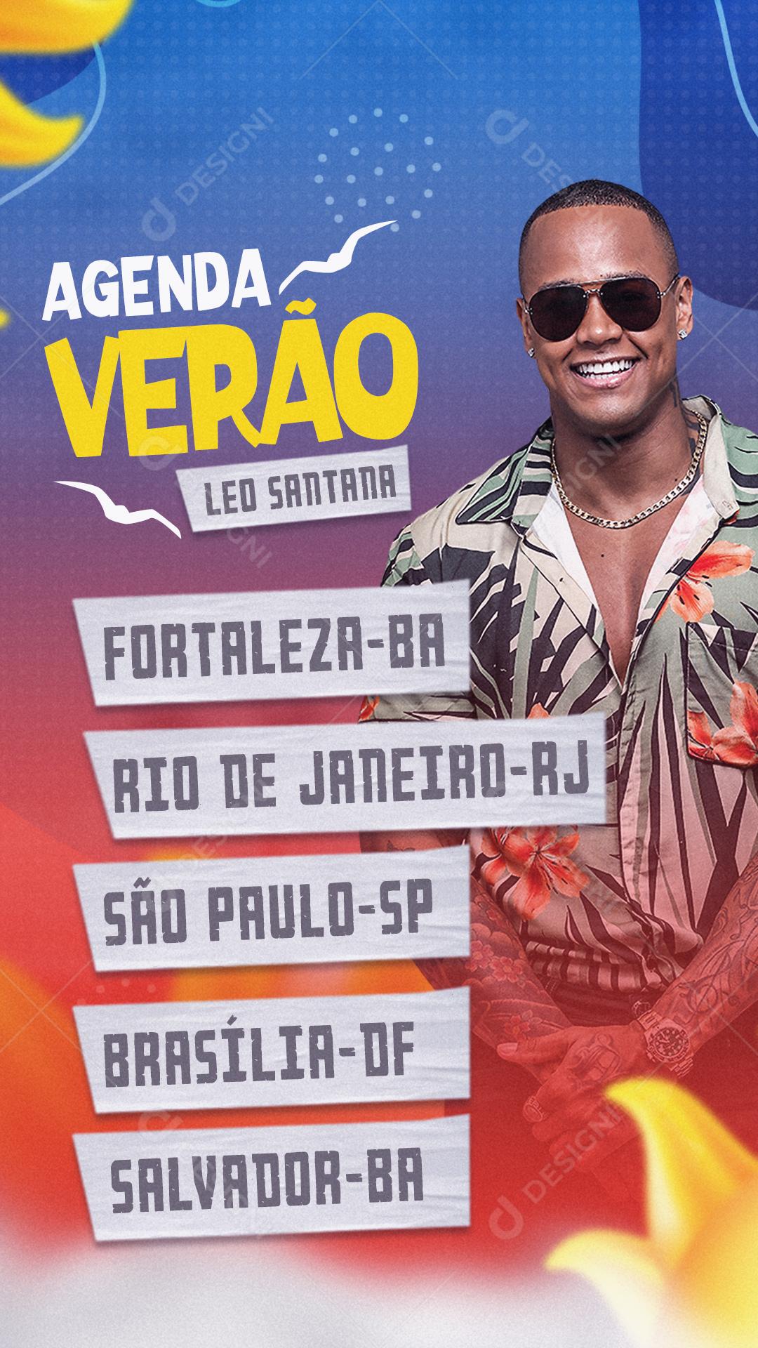 Social Media Agenda Verão Léo Santana Flyers PSD Editável