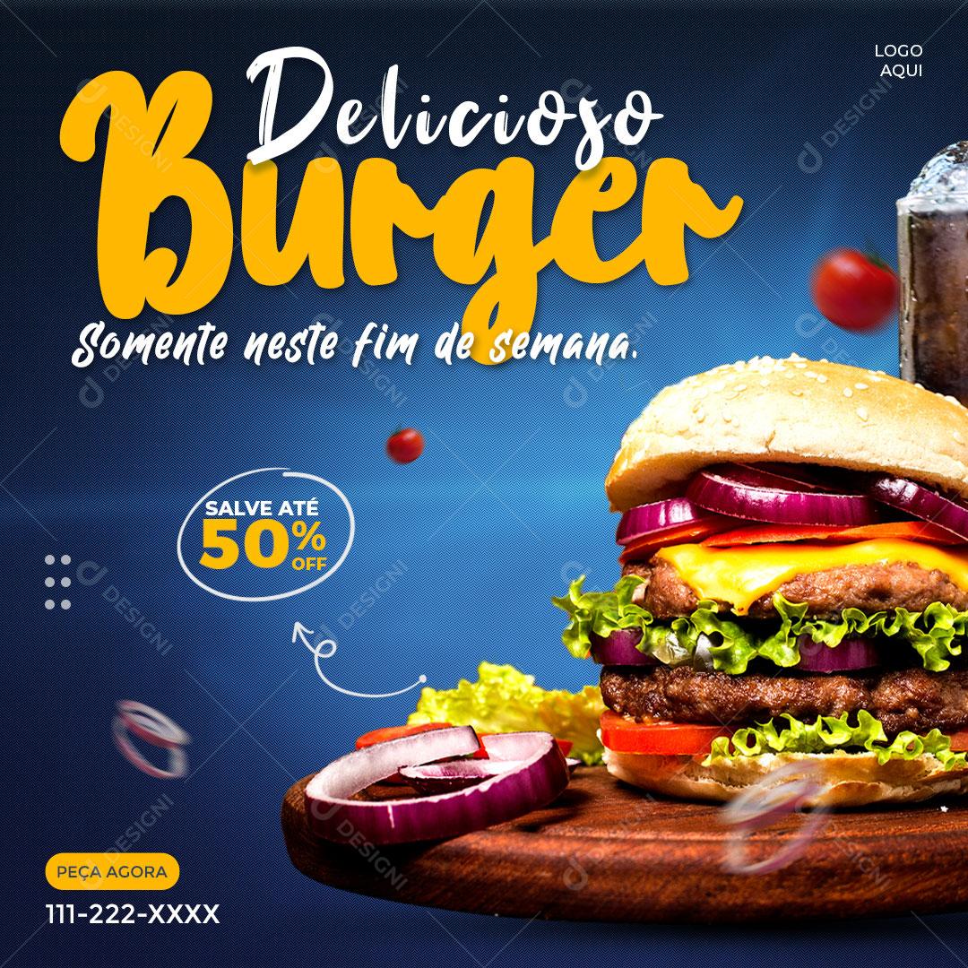 Hambúrgueria Delicioso Burguer Social Media PSD Editável