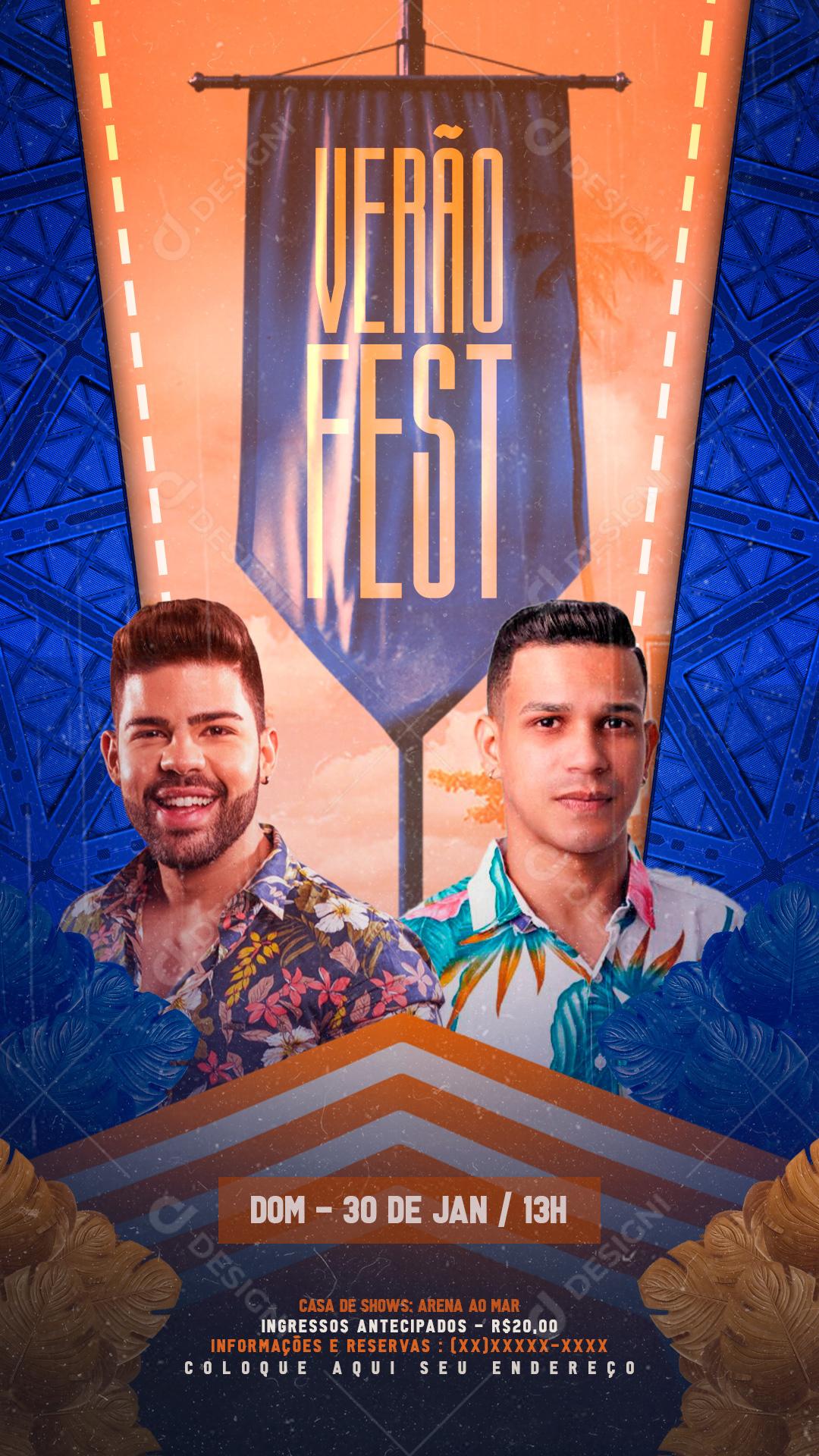 Flyers Verão Fest Agendas Social Media PSD Editável