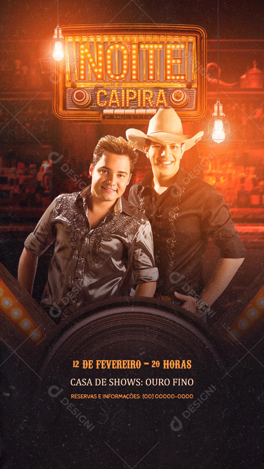 Flyers Barzinho Noite Caipira Social Media PSD Editável