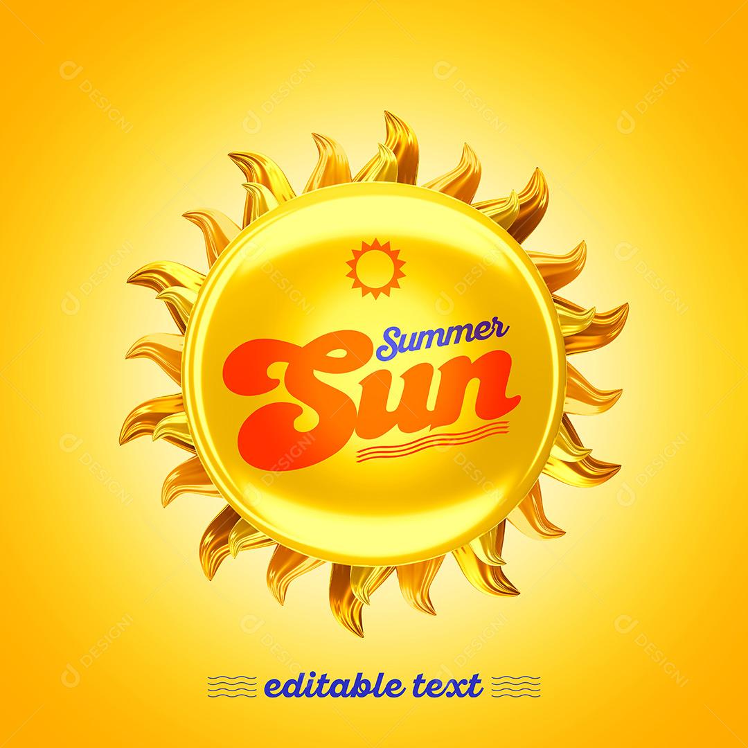 Verão De Sol 3D Para Composição Texto Editável