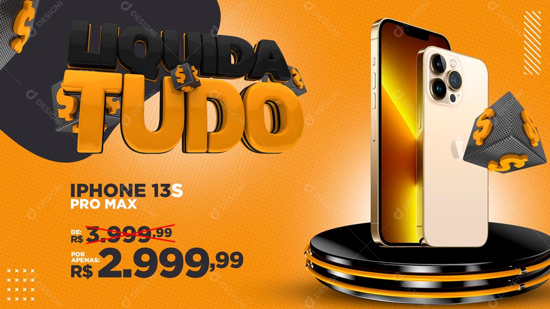 Social Media Banner Liquida Tudo Celulares Smartphone PSD Editável