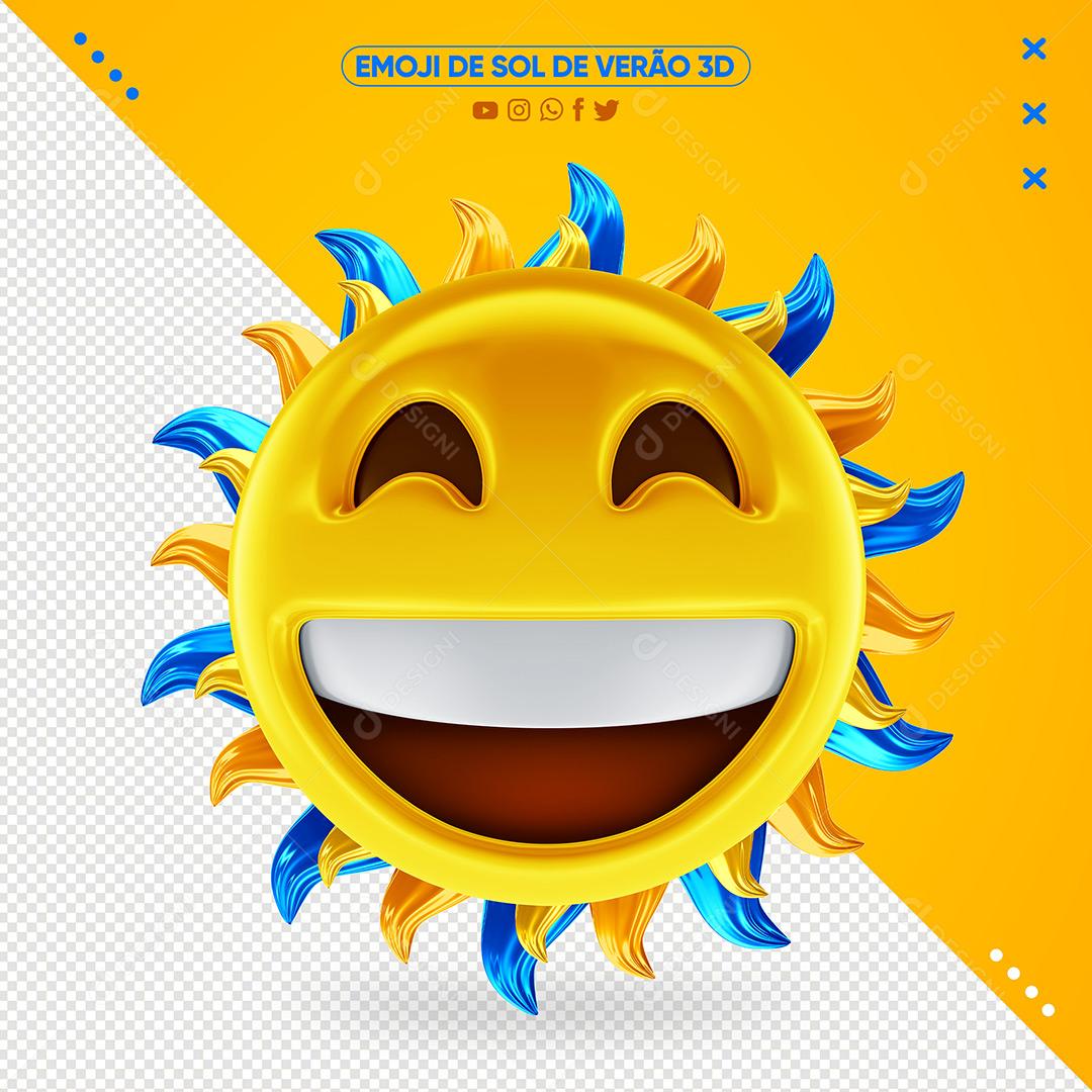 Emoji De Sol De Verão 3D Para Composição PSD