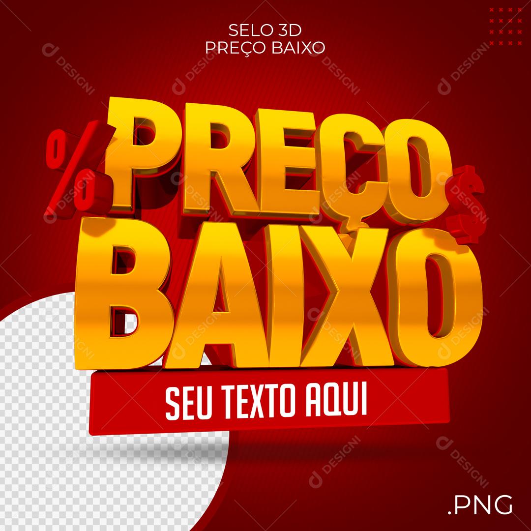 Preço Baixo Selo 3D Texto Editável PSD