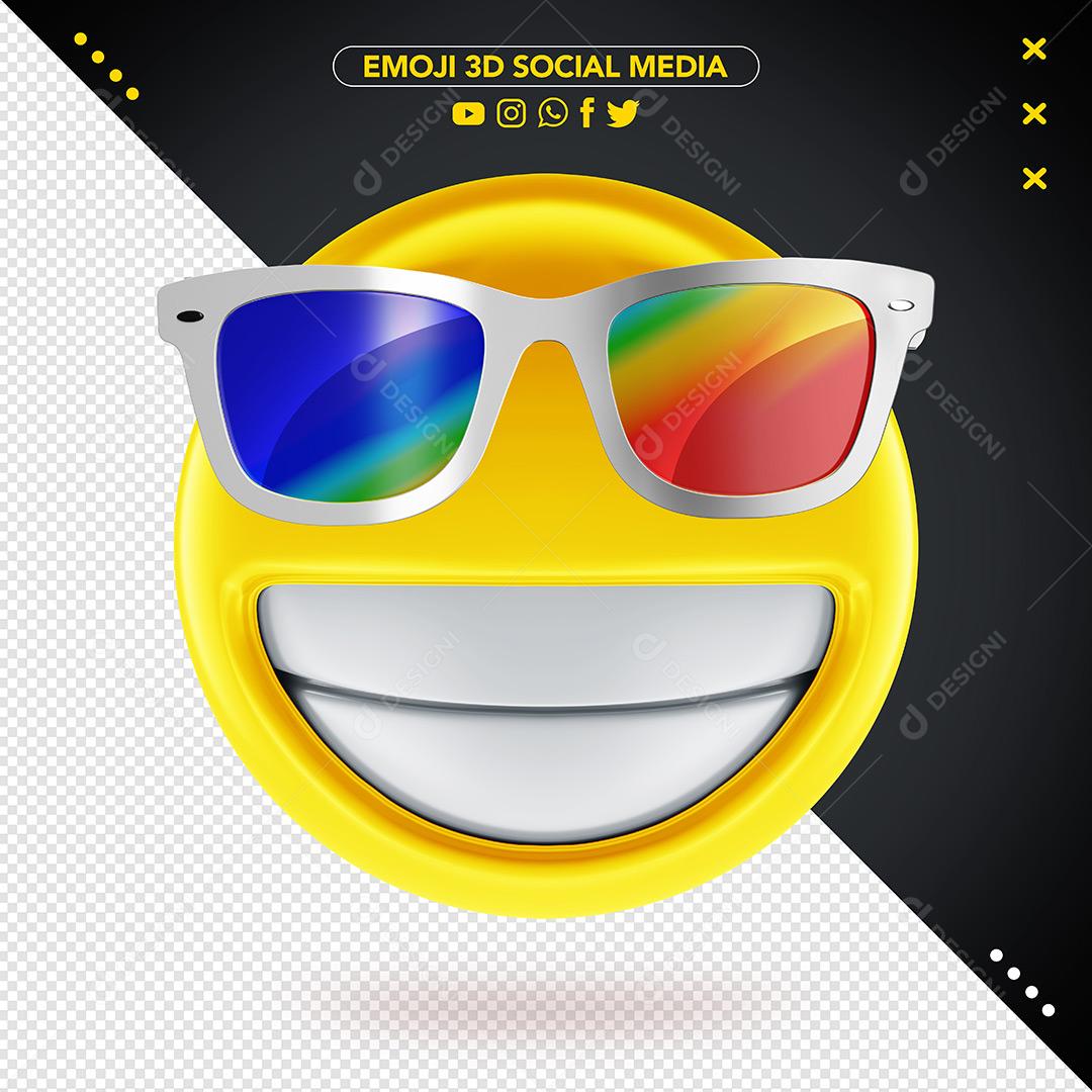 Emoji 3D De Óculos Transparentes E Lentes Coloridas Para Composiçâo PSD