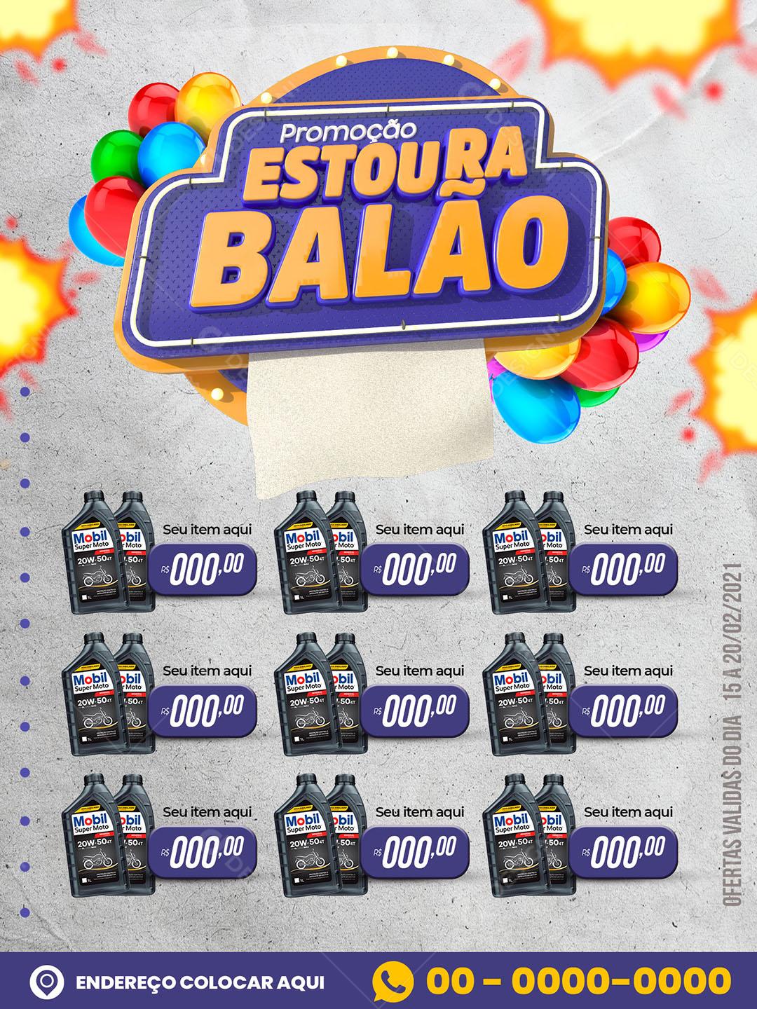 Encarte Digital Estoura Balão Produtos Social Media PSD Editável