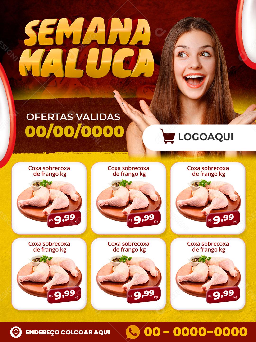 Encarte Digital Semana Maluca Supermercado Produtos Social Media PSD Editável