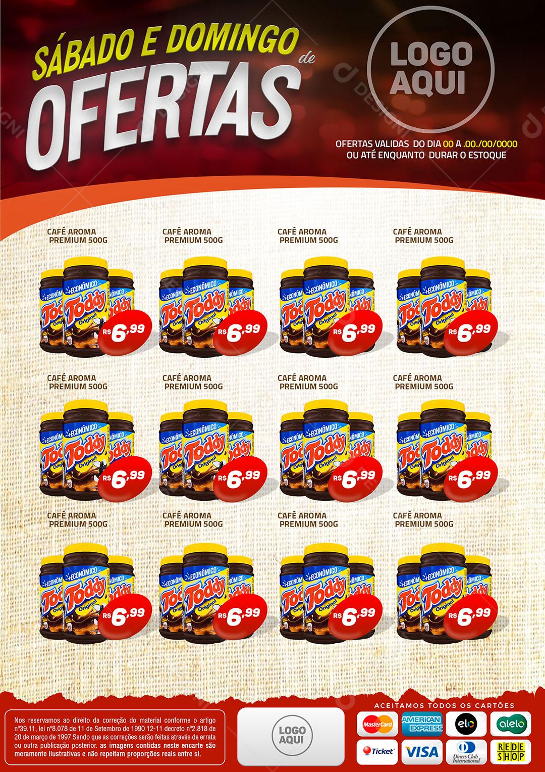 Social Media Encarte Supermercado Sábado e Domingo de Ofertas PSD Editável