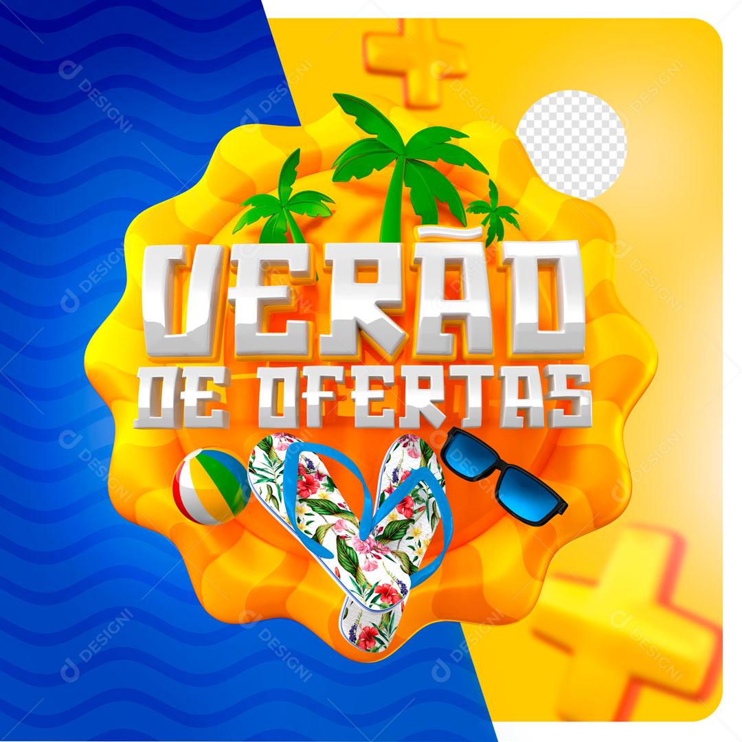 Verão De Ofertas Selo 3D Texto Branco Para Composição PSD Premium