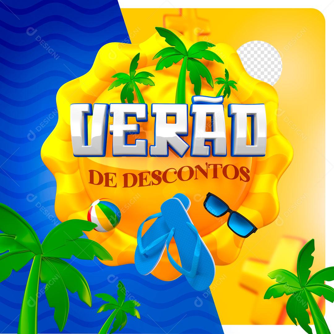 Verão de Desconto Selo 3D Texto Editável PSD Premium