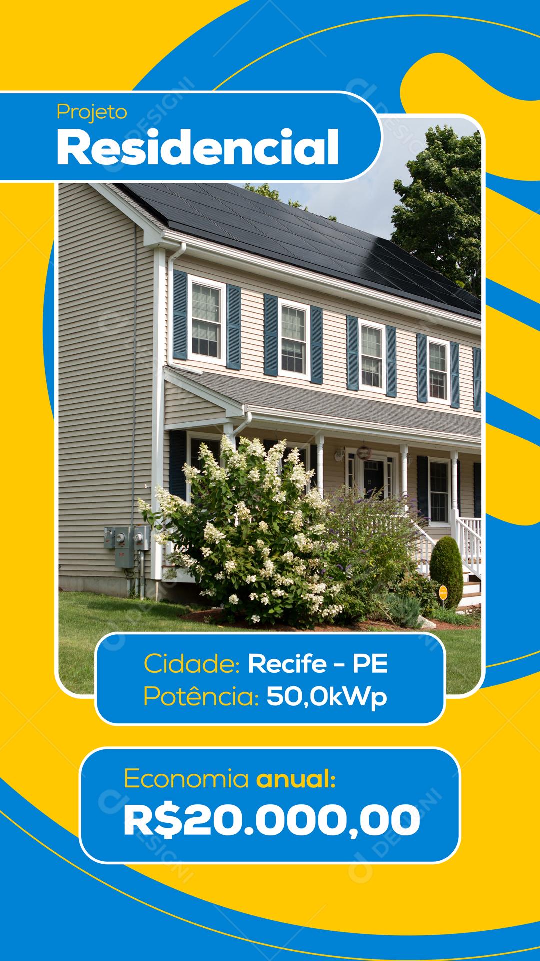 Projeto Residencial Energia Solar Social Media PSD Editável