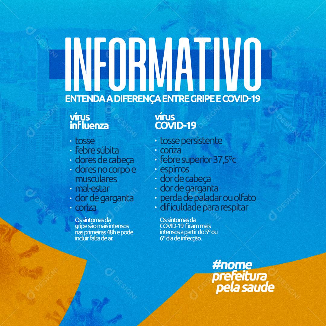 Informativo Entenda A Diferença Entre Gripe E Covid-19 Social Media PSD Editável