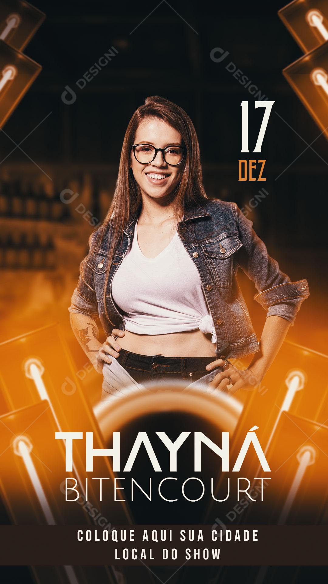 Flyer Cantora Thayná Bitencourt Social Media PSD Editável