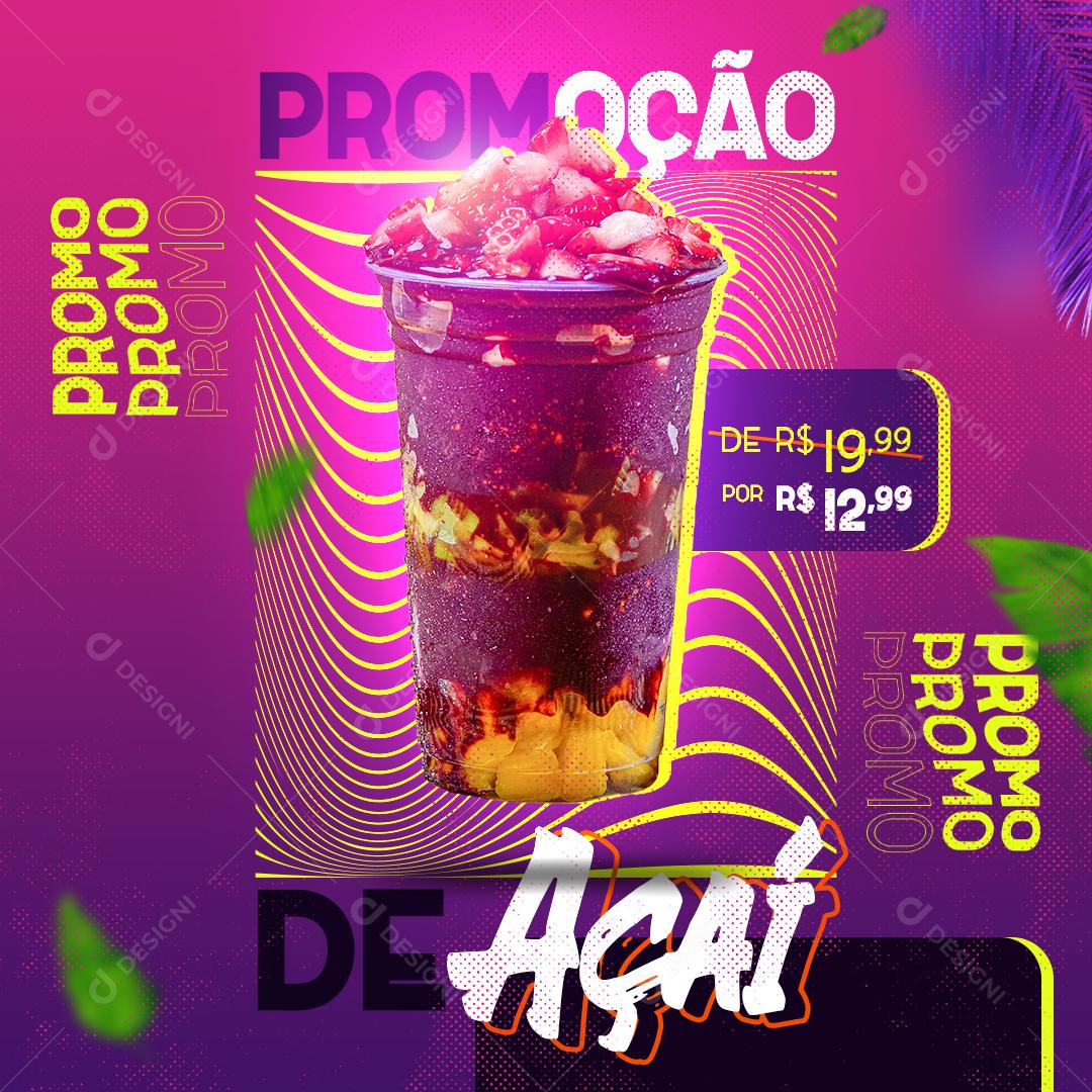 Promoção De Açaí Delicioso Social Media PSD Editável