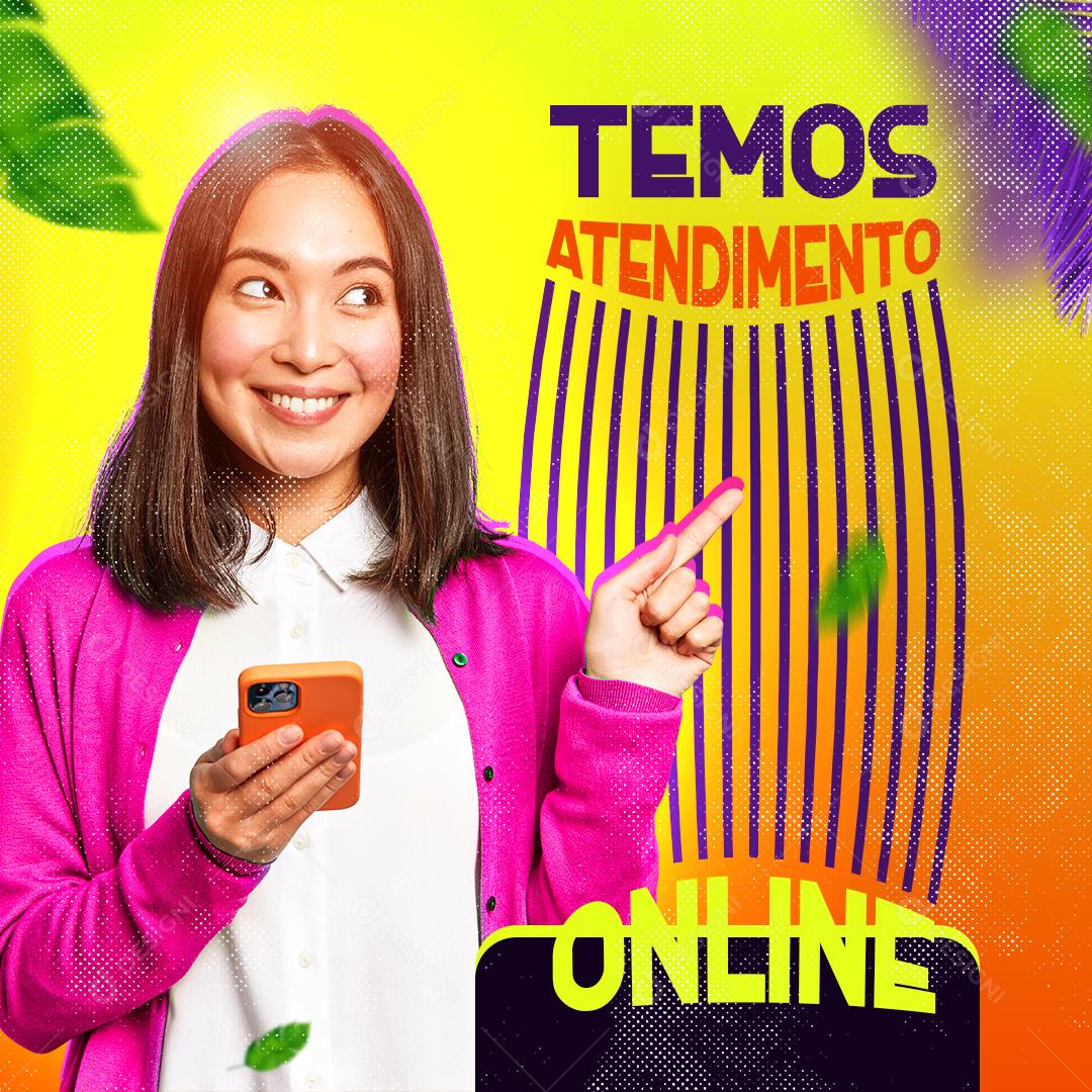 Temos Atendimento Online Açaiteria Social Media PSD Editável