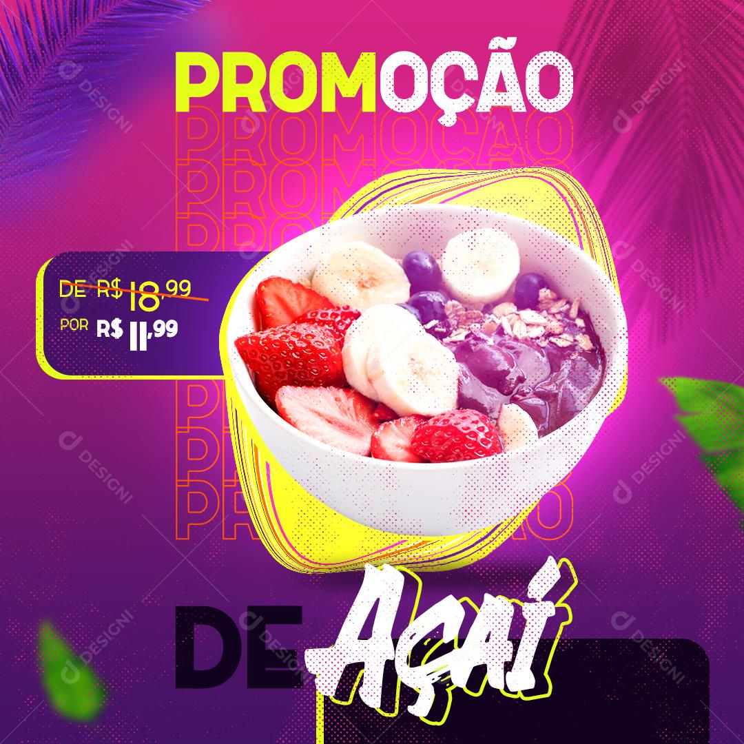 Promoção De Açaí Delicioso Social Media PSD Editável