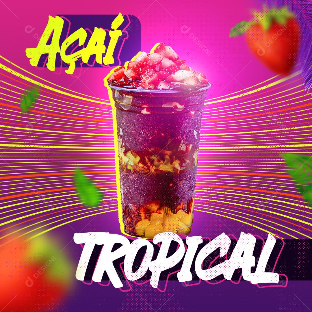 Açaí Tropical Promoção Social Media PSD Editável