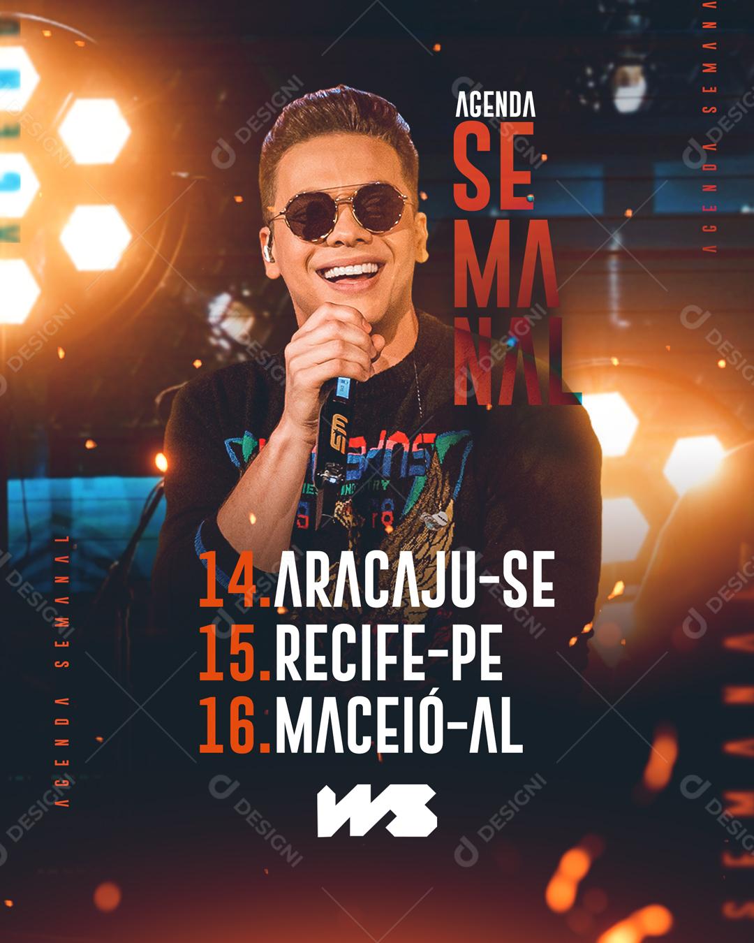 Flyer Semanal Agenda Wesley Safadão Cantor Social Media PSD Editável