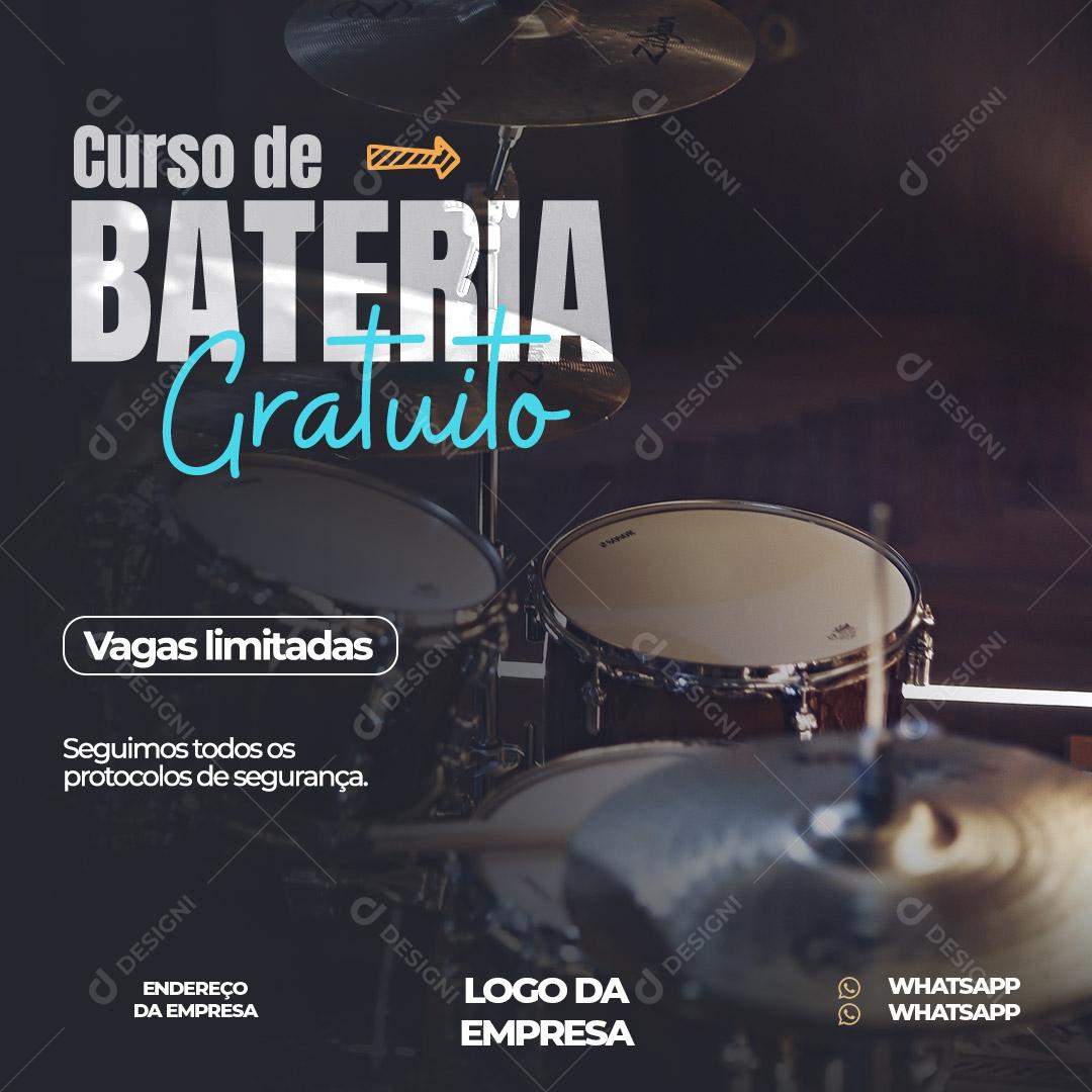 Curso de Bateria Gratuito Social Media PSD Editável