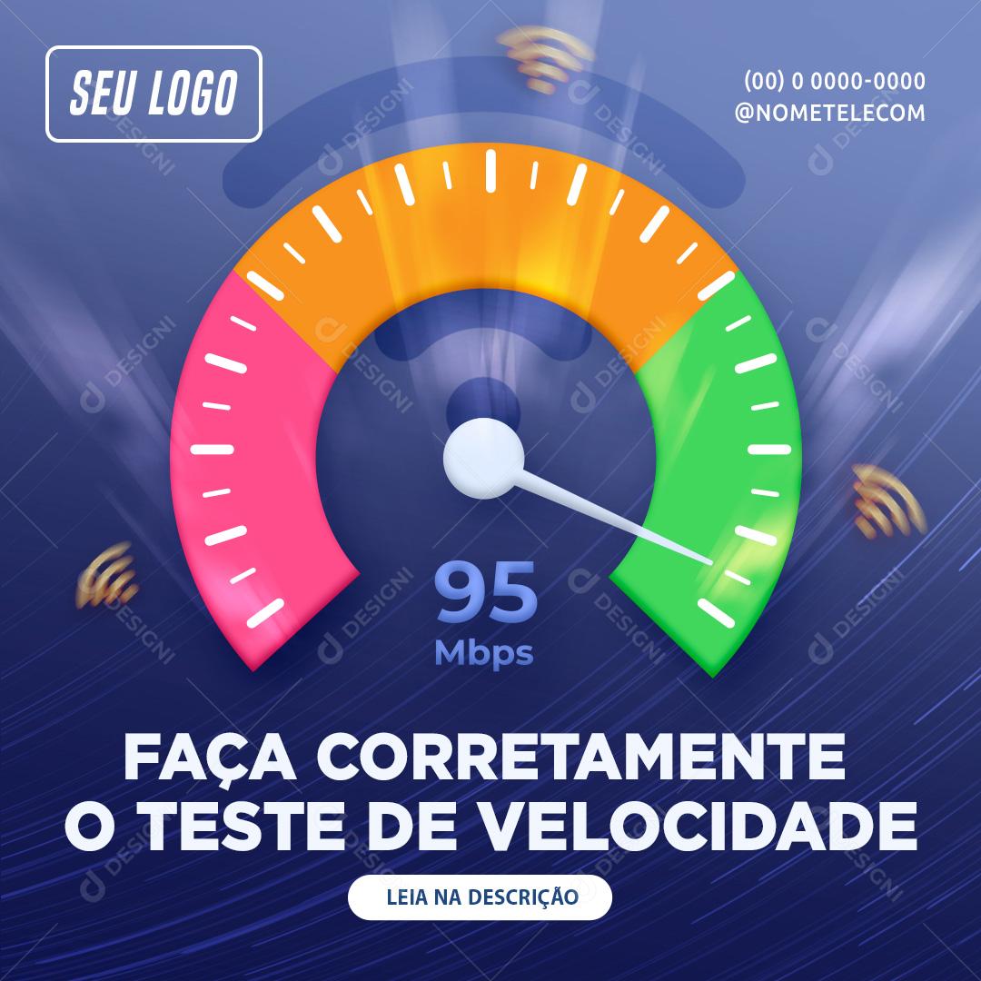 Faça O Teste De Velocidade Internet Social Media PSD Editável