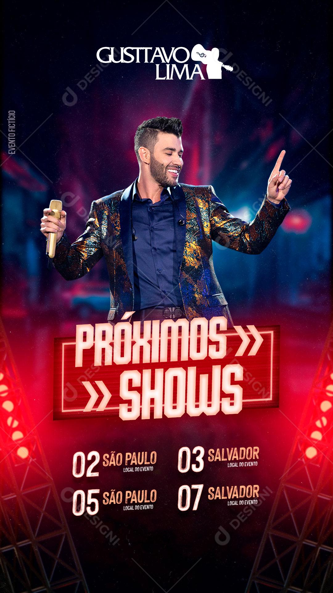 Flyer Agenda Próximos Shows Gusttavo Lima Social Media PSD Editável