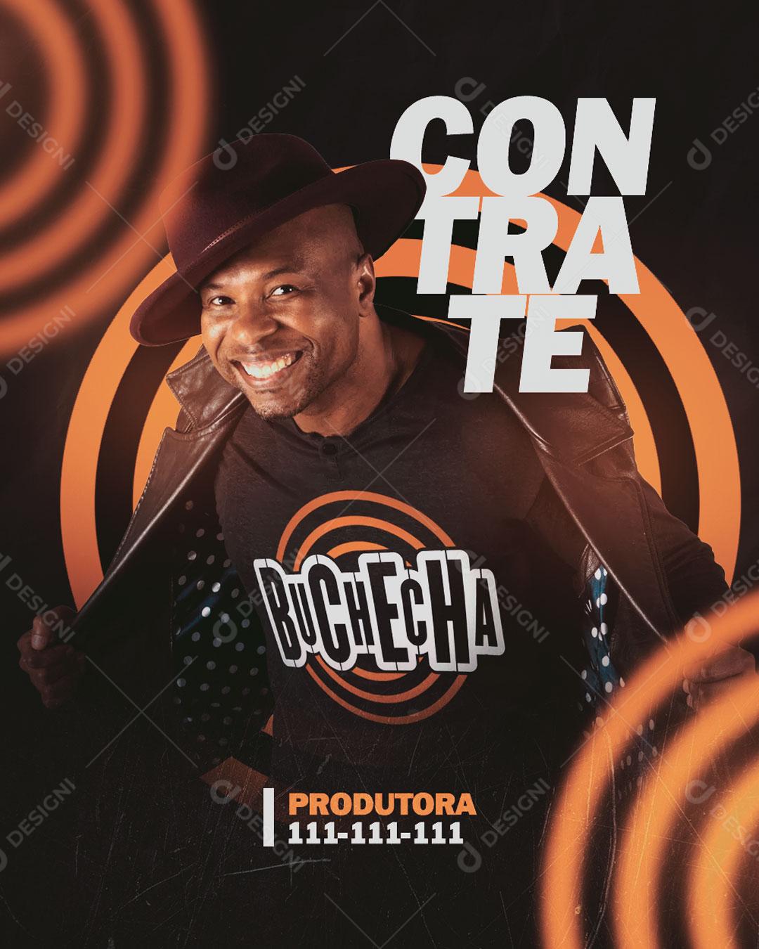 Flyer Cantor Buchecha Contrate Social Media PSD Editável