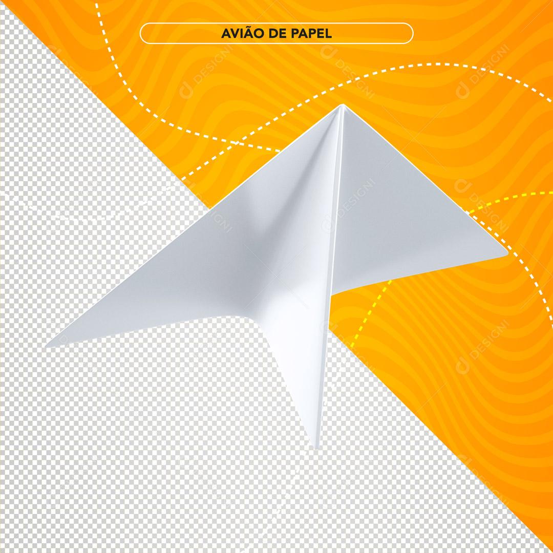 Elemento 3D Avião De Papel PSD Editável