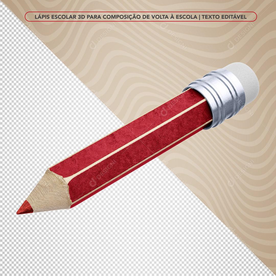 Elemento 3D Para Composição Lápis Azul Material Escolar PSD Editável
