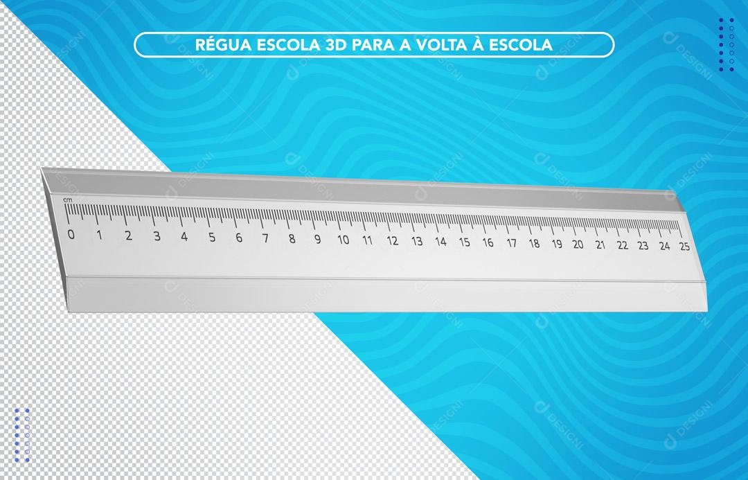 Elemento 3D Para Composição Régua Branca Material Escolar PSD
