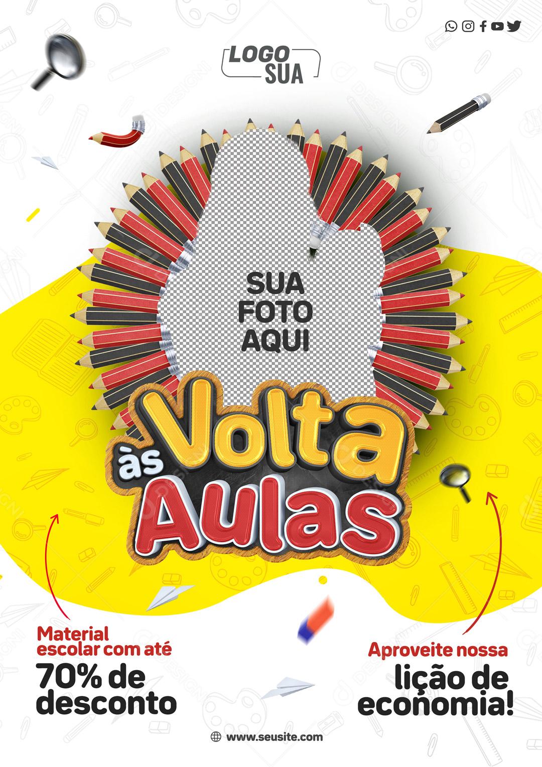 Volta As Aulas Papelaria Variedades Em Produtos Escolares Social Media PSD Editável