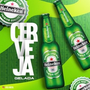 Cerveja Gelada Heineken na Sua Mesa Social Media PSD Editável