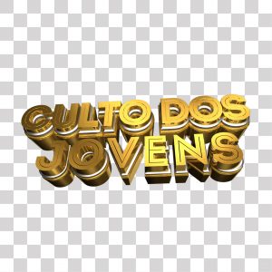 Culto De Jovens Texto 3D Dourado PNG Transparente Sem Fundo