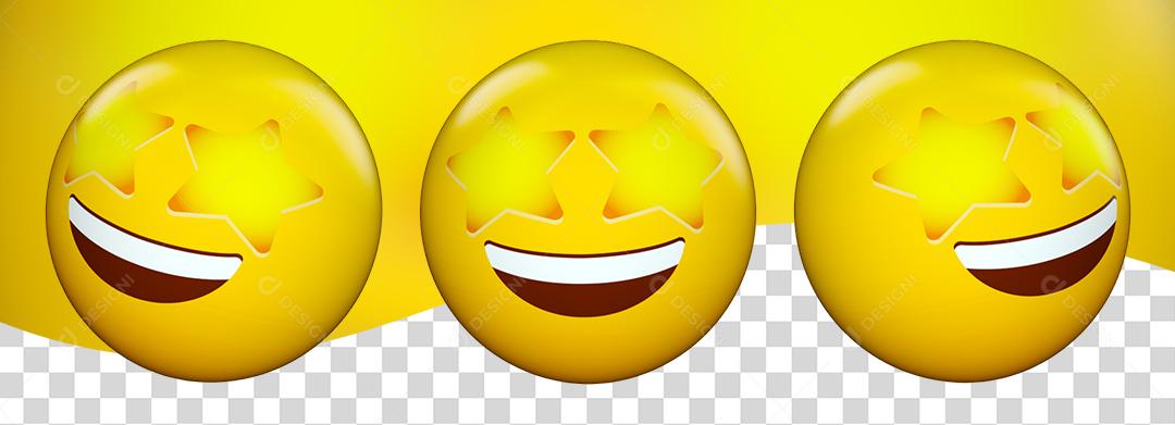 Emoji Rosto Com Expressão Feliz Olhos De Estrela PNG Transparente