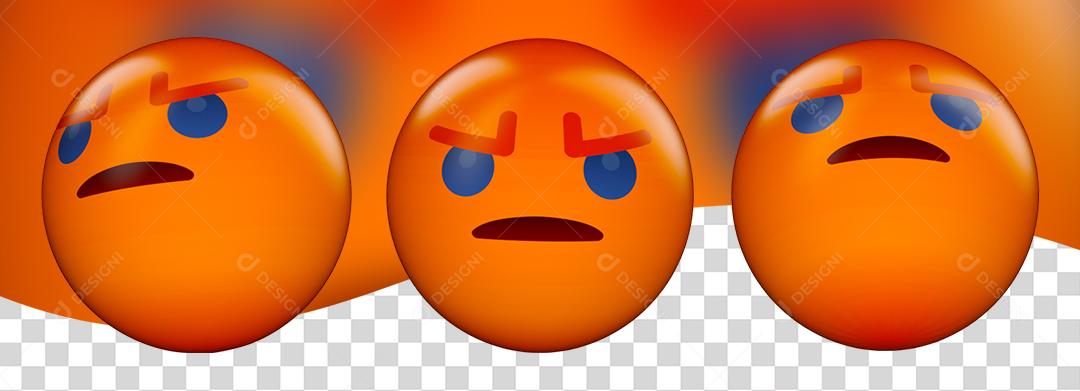 Emoji Rosto Com Expressão De Bravo Estressado PNG Transparente