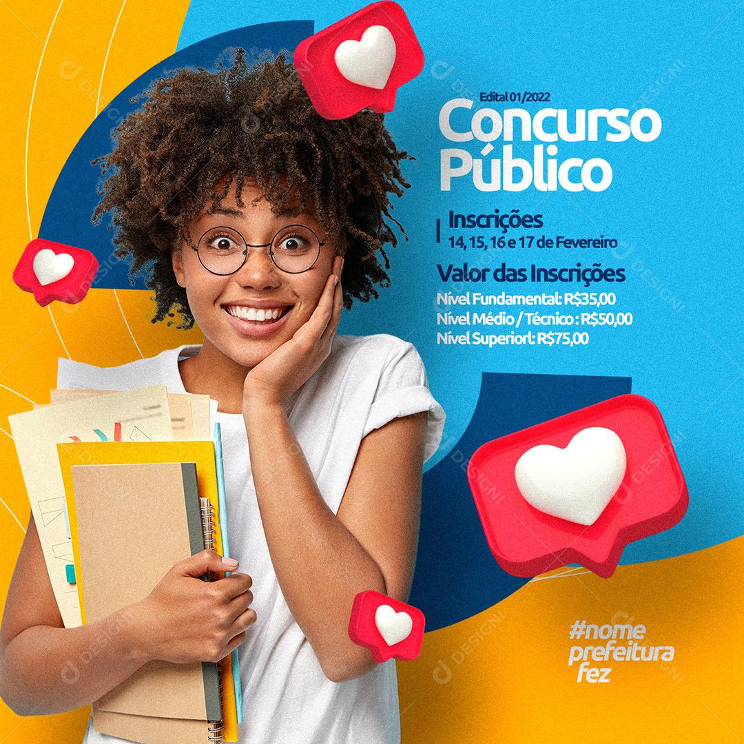 Prefeituras Concurso Público Social Media PSD Editável