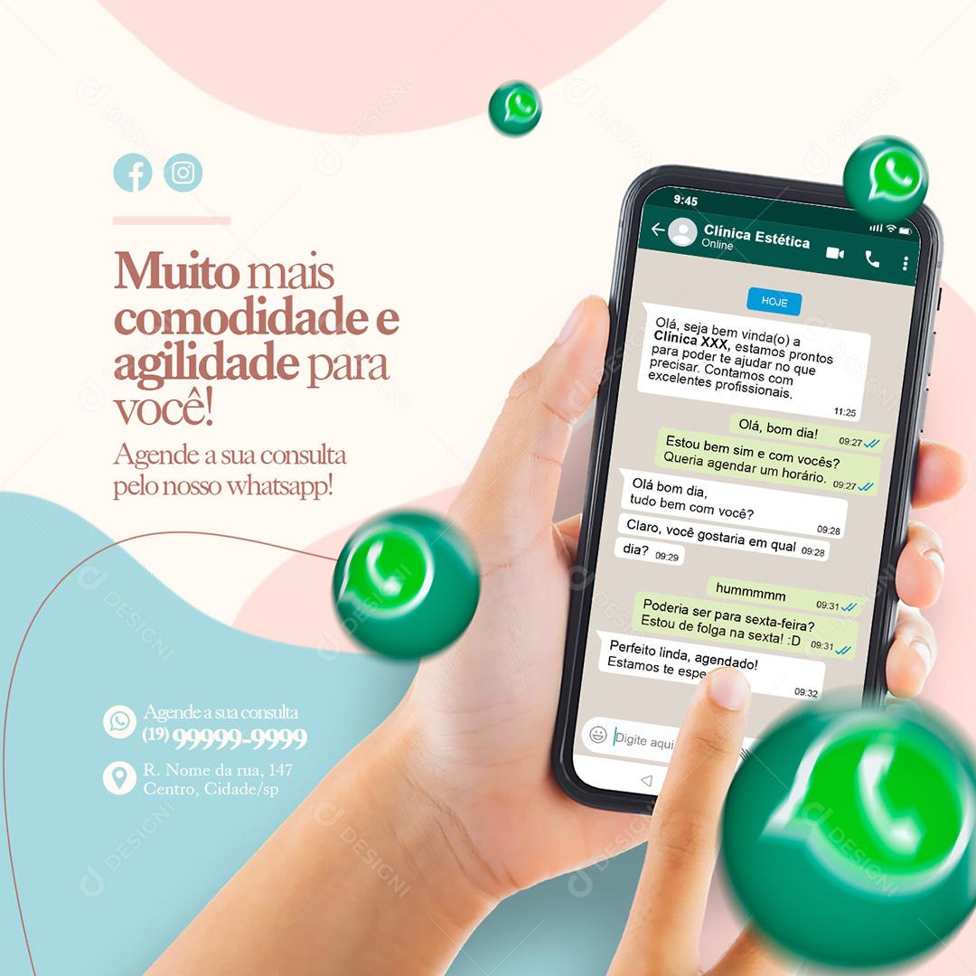 Social Media Clínica De Estética Muito Mais Comodidade E Agilidade PSD Editável