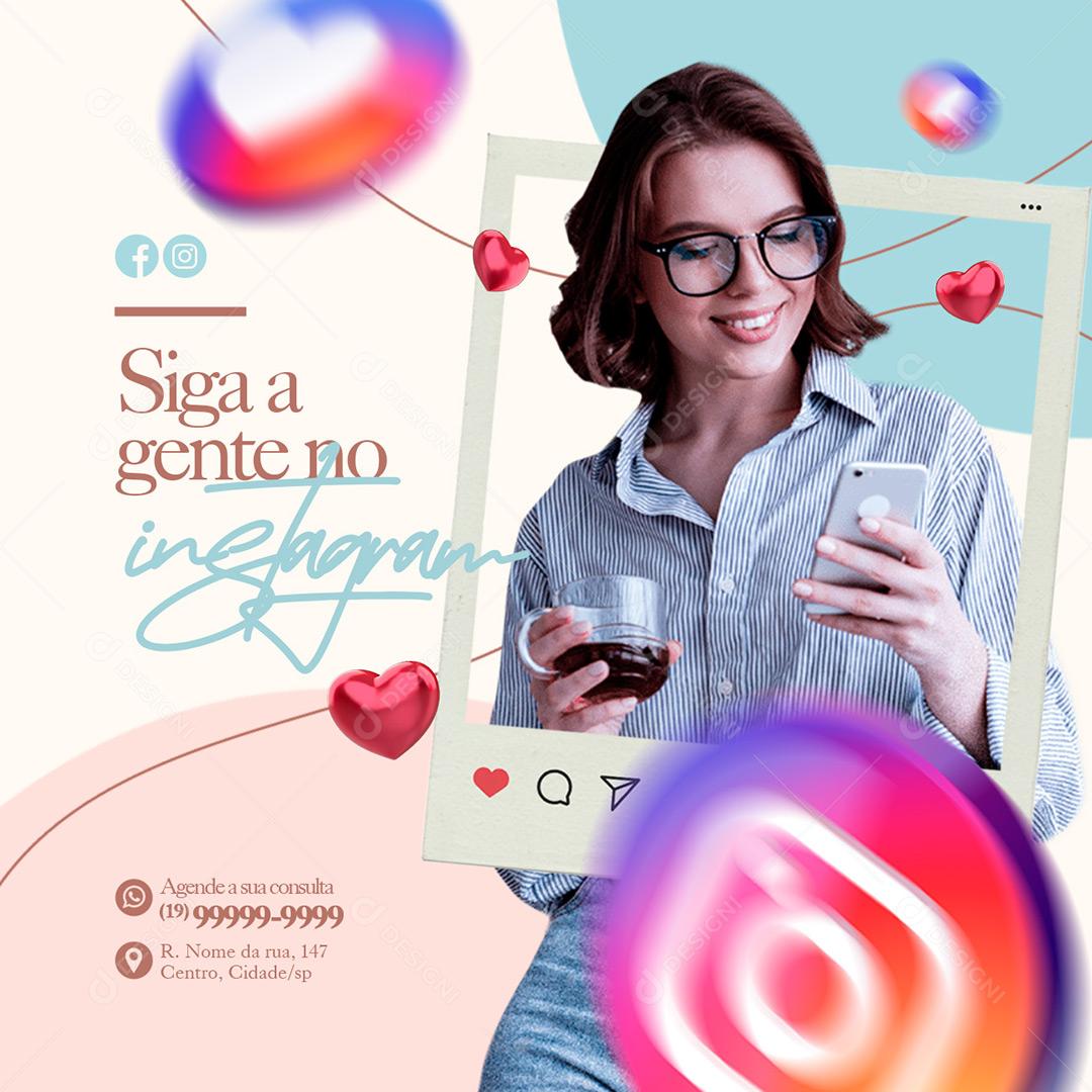 Social Media Clínica De Estética Siga Agente No Instagram PSD Editável
