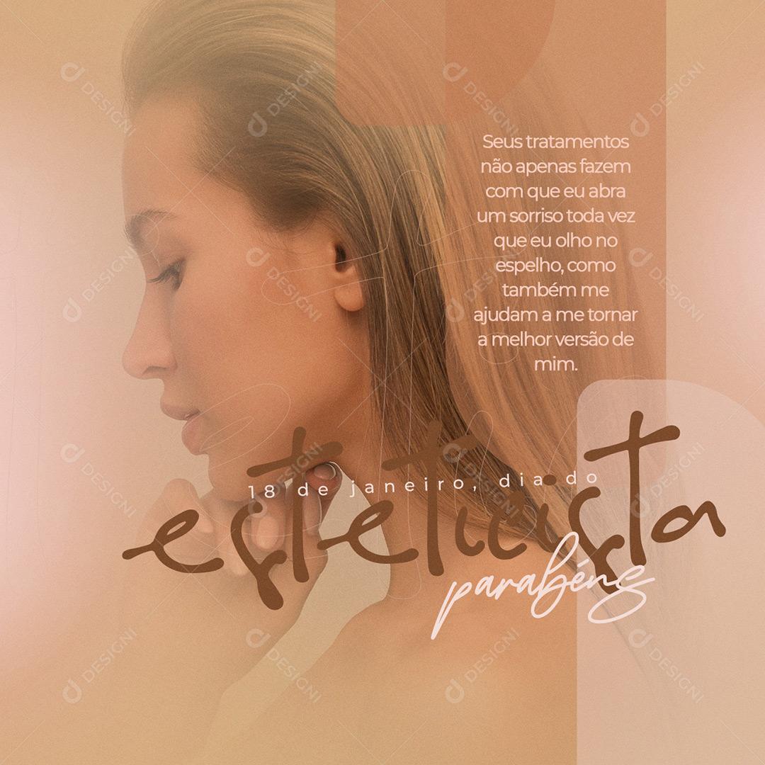 18 De Janeiro Dia Do Esteticista Parabéns Social Media PSD Editável