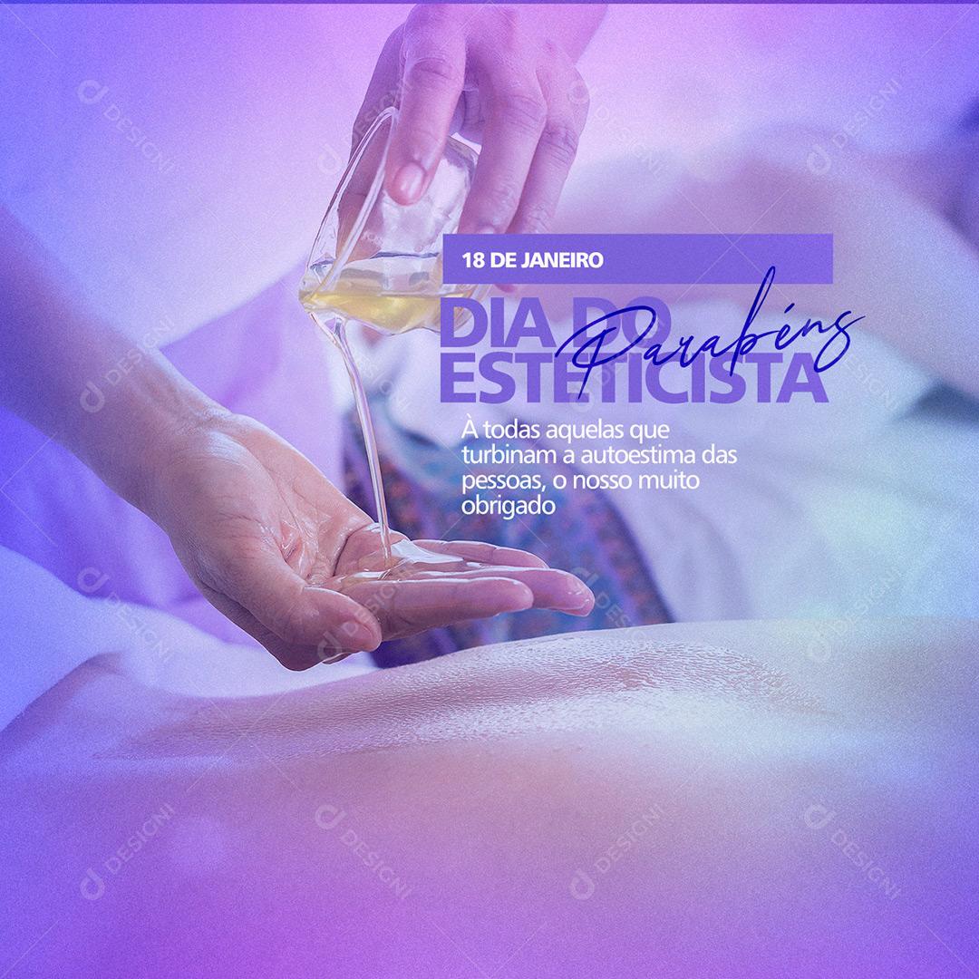 Social Media Dia Do Esteticista 18 De Janeiro PSD Editável