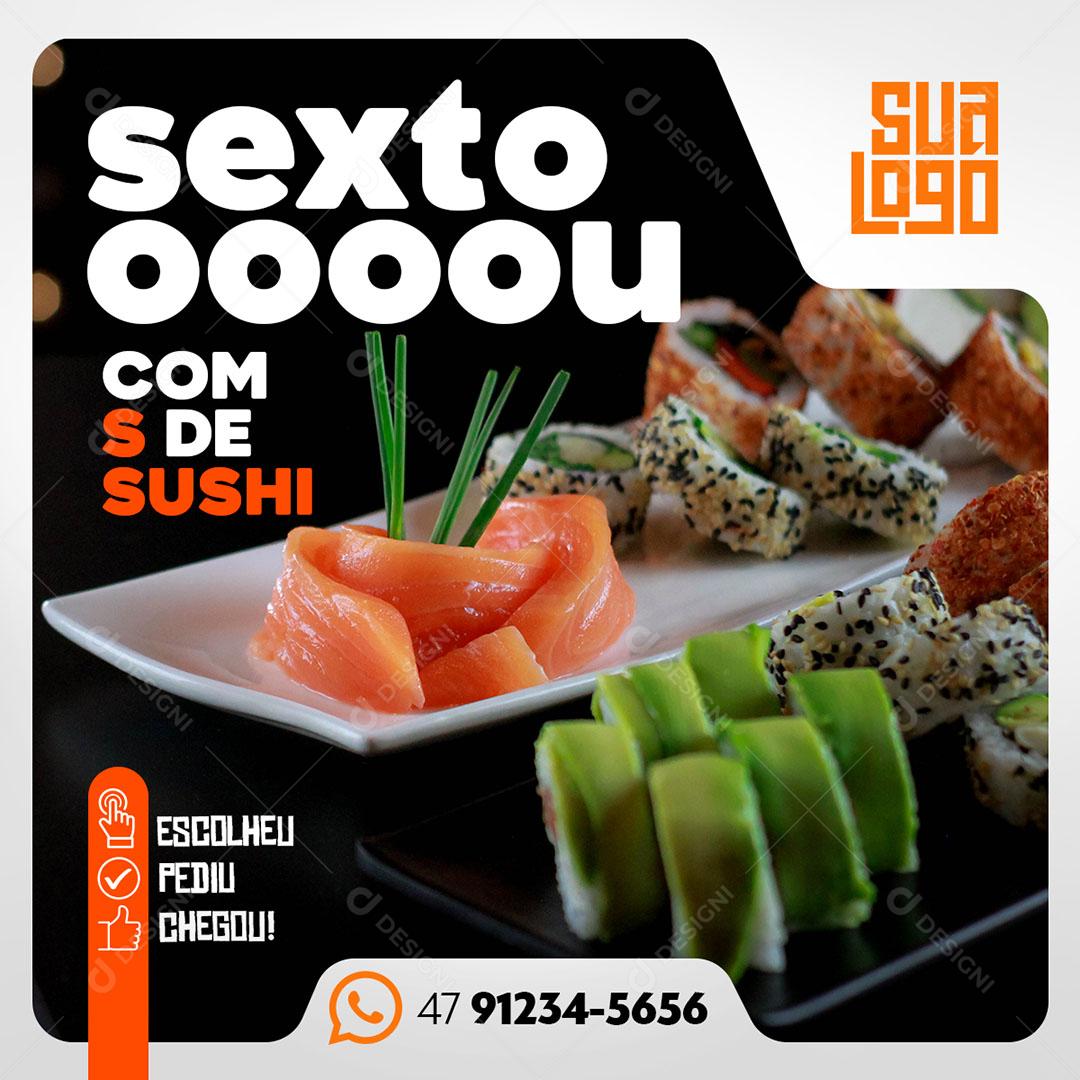 Template Para Social Media Sextou Sushi Delivery PSD Editável