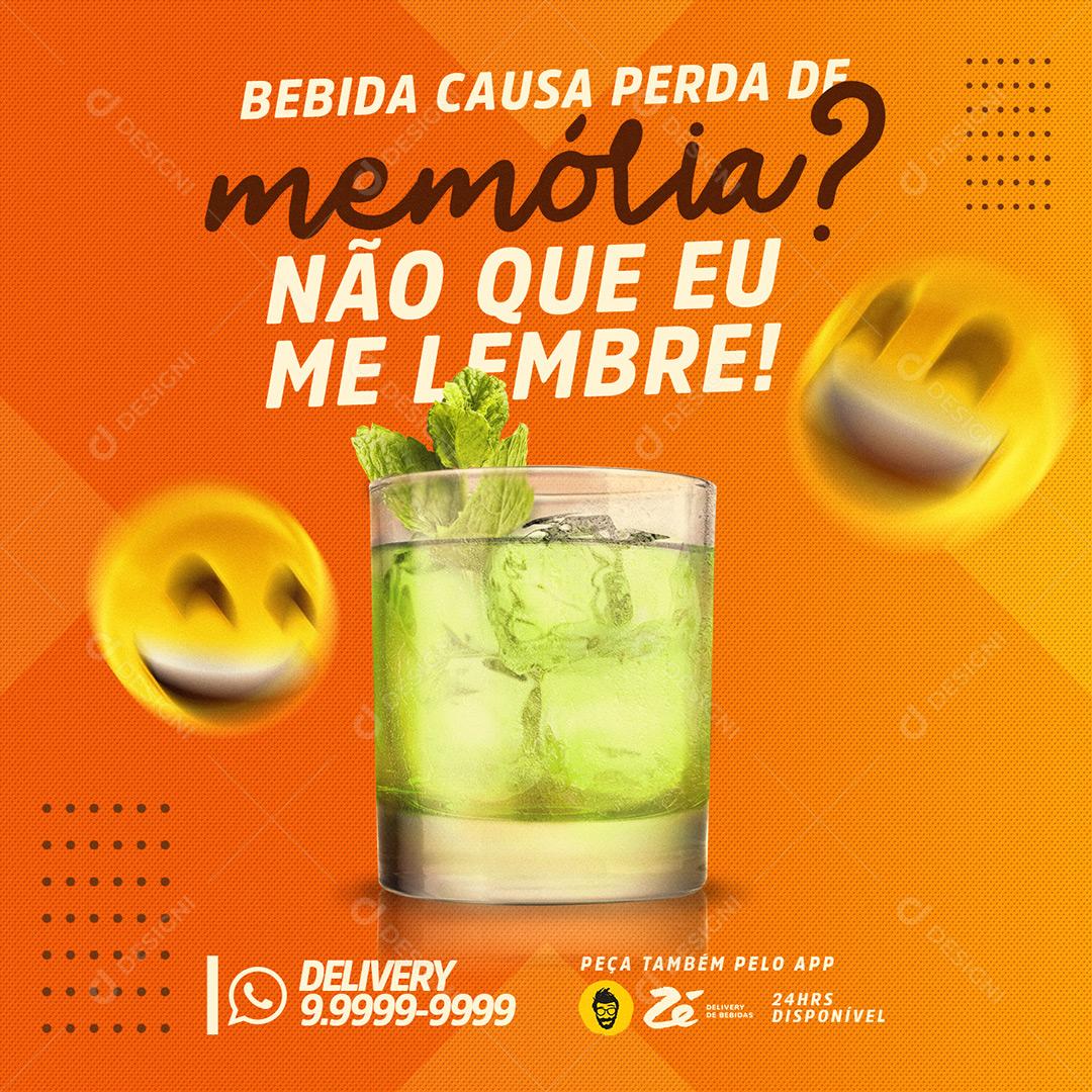 Bebidas  Causa Perda De Memória Social Media PSD Editável