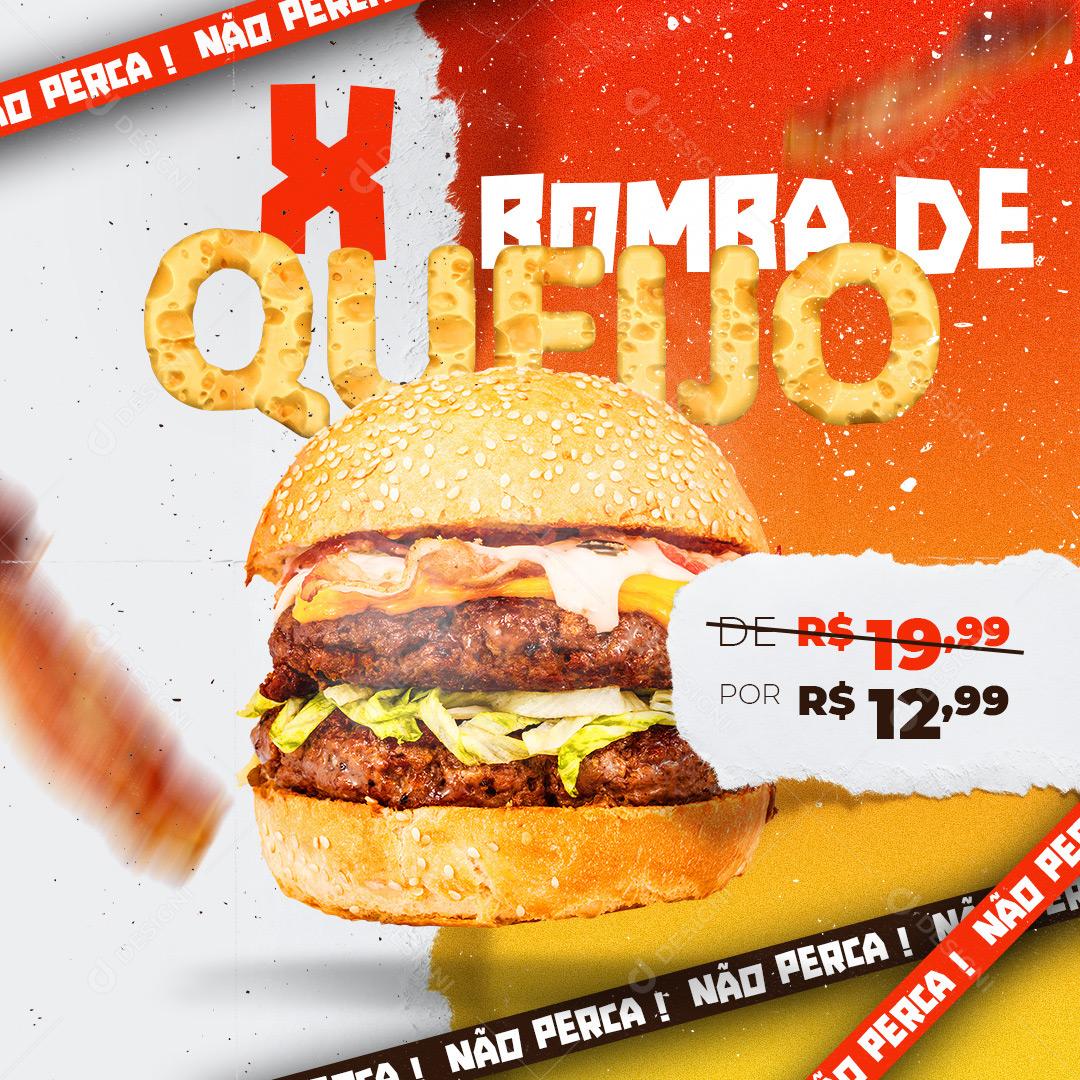 Hamburgueria X Bomba De Queijo Social Media PSD Editável