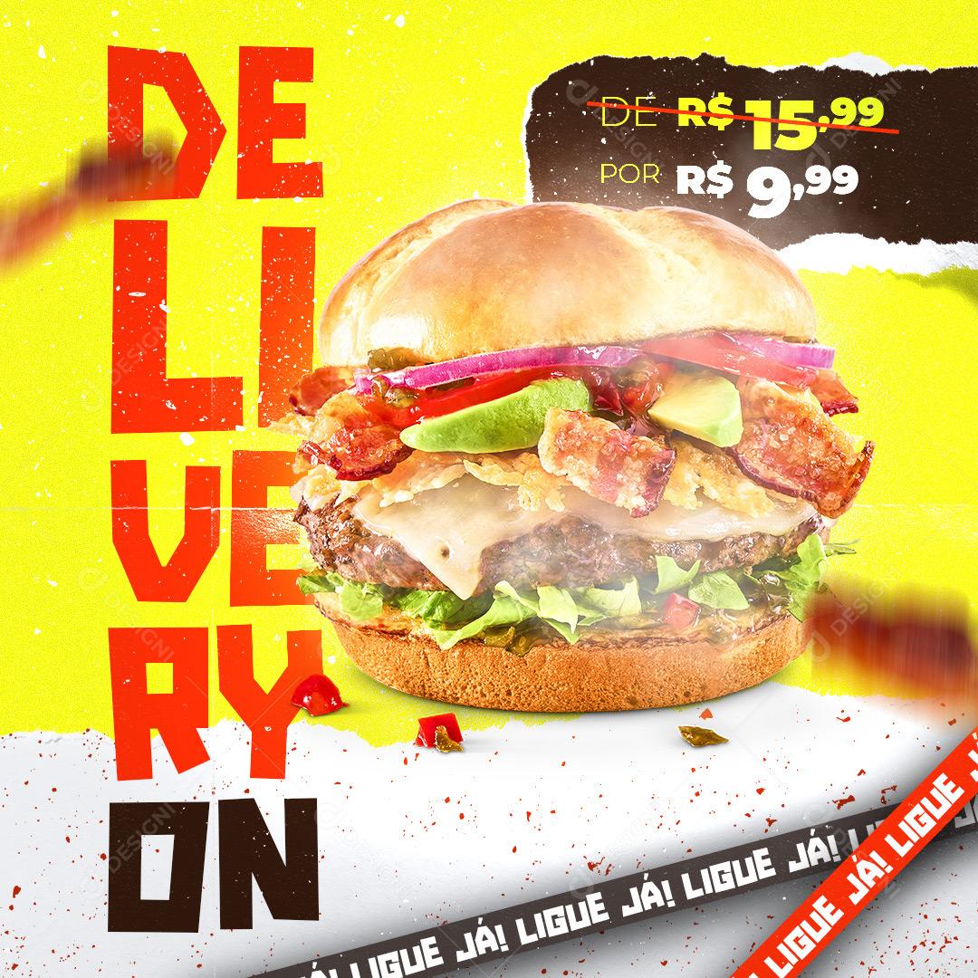 Social Media Delivery On Hamburgueria PSD Editável