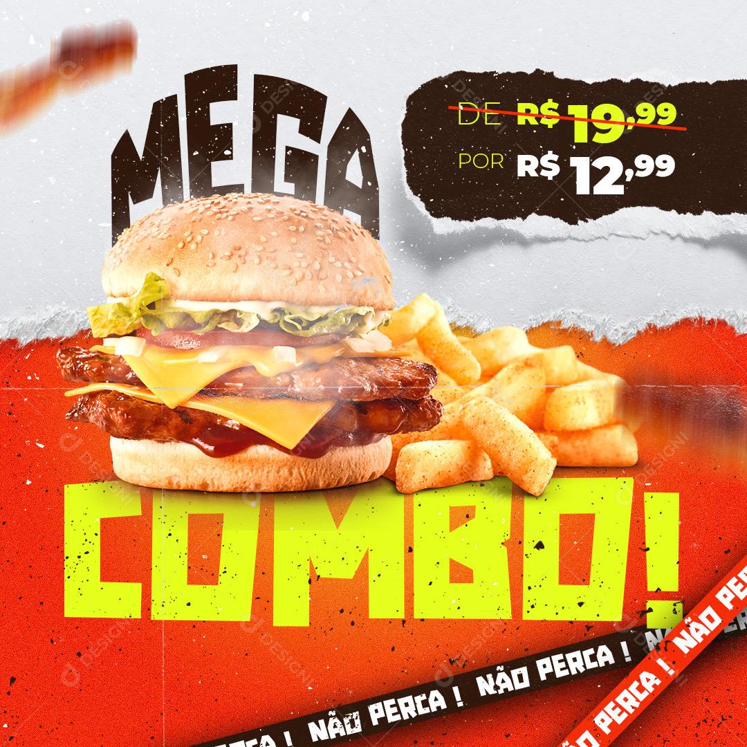 Hamburgueria Mega Combo Social Media PSD Editável